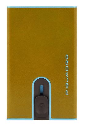 PIQUADRO Blue Square Credit Card Case Slider RFID Yellow