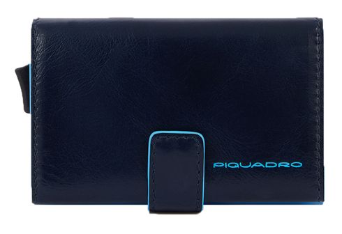 PIQUADRO Blue Square Compact Wallet With Double Slider RFID Midnight Blue