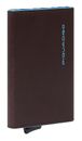 PIQUADRO Blue Square Card Case With Single Slider RFID Mahogany PIQUADRO Blue Square Card Case With Single Slider RFID Mahogany