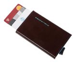 PIQUADRO Blue Square Card Case With Single Slider RFID Mahogany PIQUADRO Blue Square Card Case With Single Slider RFID Mahogany