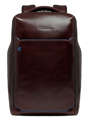 PIQUADRO Blue Square Backpack 2 Compartments 14" Mahogany