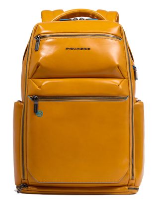 PIQUADRO Blue Square Computer Backpack With USB Yellow