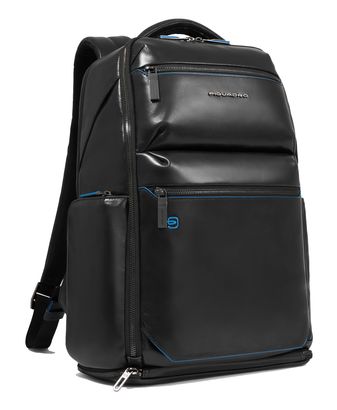 PIQUADRO Blue Square Computer Backpack With USB Black