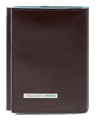 PIQUADRO Blue Square Trifold Cards Holder RFID Mahogany