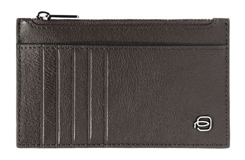 PIQUADRO Black Square Credit Card Holder Dark Brown