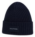 TOMMY HILFIGER TH Monotype Patch Cotton Beanie Space Blue TOMMY HILFIGER TH Monotype Patch Cotton Beanie Space Blue