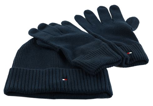 TOMMY HILFIGER Flag Pima Beanie & Gloves Giftpack Space Blue