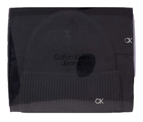 Calvin Klein CK Daily Chunky Beanie and Scarf CK Black