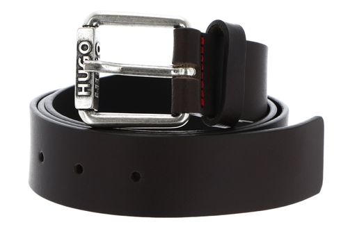 HUGO Grimm Sz35 Leather Belt W85 Dark Brown