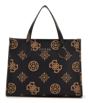 GUESS Silvana 2 Compartment Tote Mocha Logo