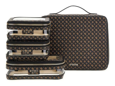 GUESS All In One Beauty Case Mocha Logo Multi