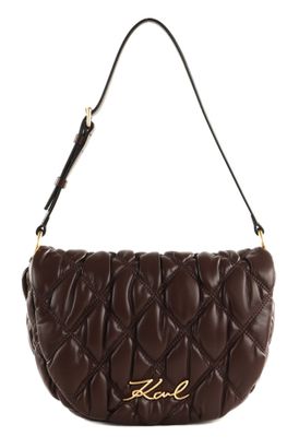 KARL LAGERFELD Belle De Jour K / Signature Kuilt Flap Bag S Dark Chocolate