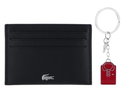 LACOSTE Fitzgerald Billfold Key Holder Box Noir KR Rouge