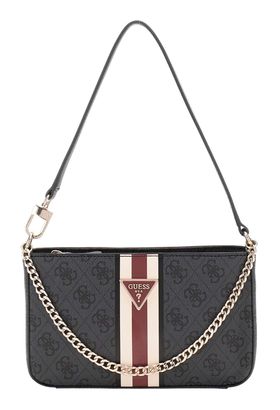 GUESS Noelle Mini Top Zip Shoulder Bag Coal Logo