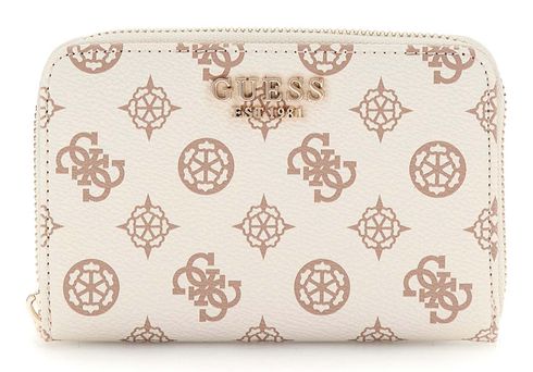 GUESS Laurel Zip Around Wallet M Cream Logo