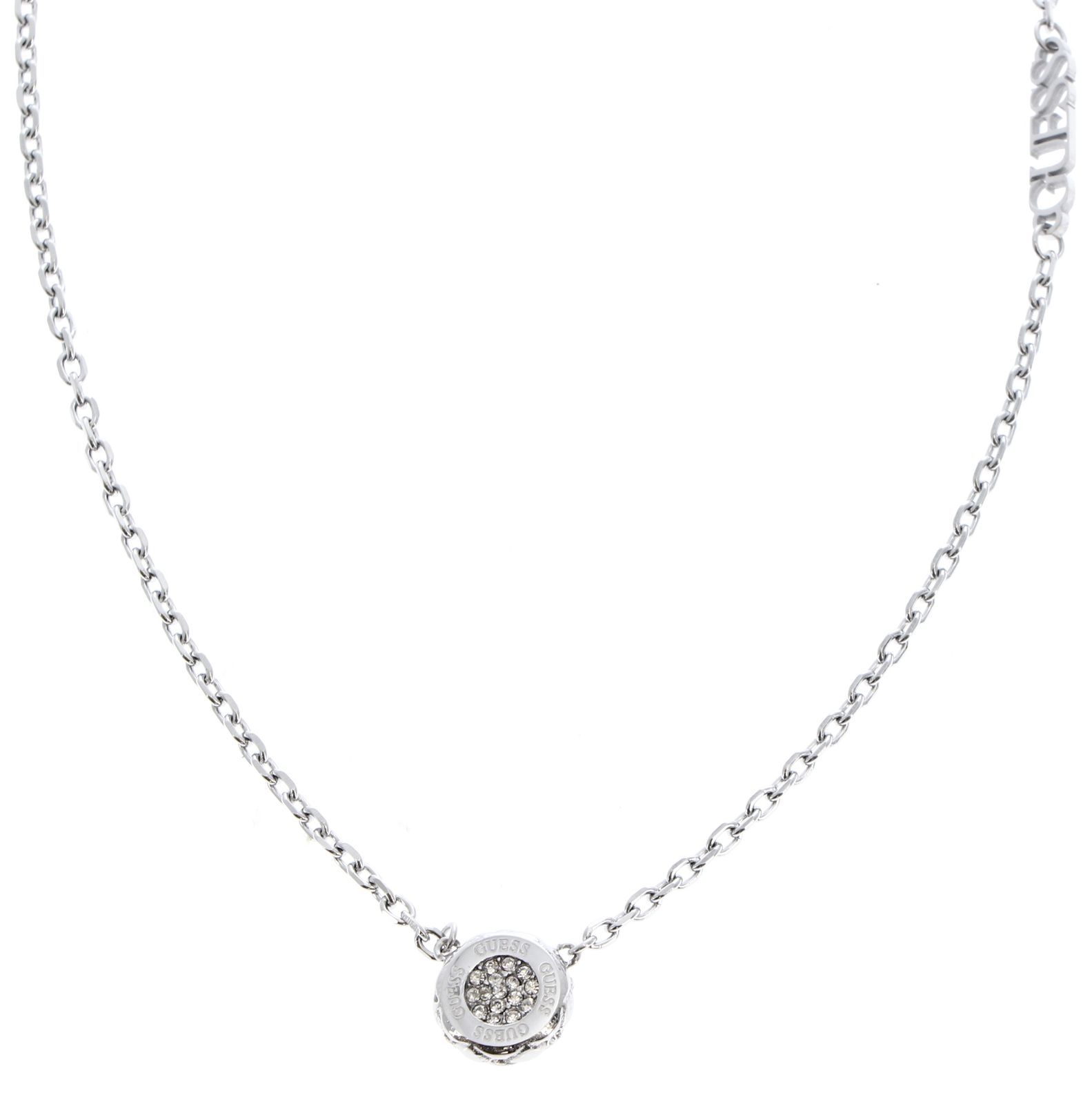GUESS Stylish Guess Coin Necklace Rhodium GUESS Stylish Guess Coin Necklace Rhodium