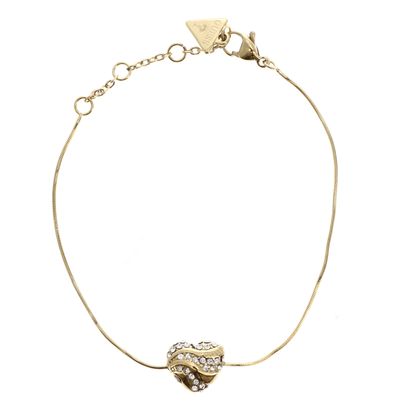 GUESS In My Heart Snake Chain Bracelet L Yellow Gold
