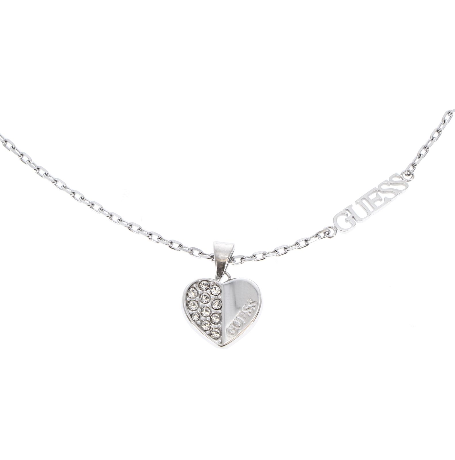 GUESS Lovely Guess Necklace Rhodium GUESS Lovely Guess Necklace Rhodium