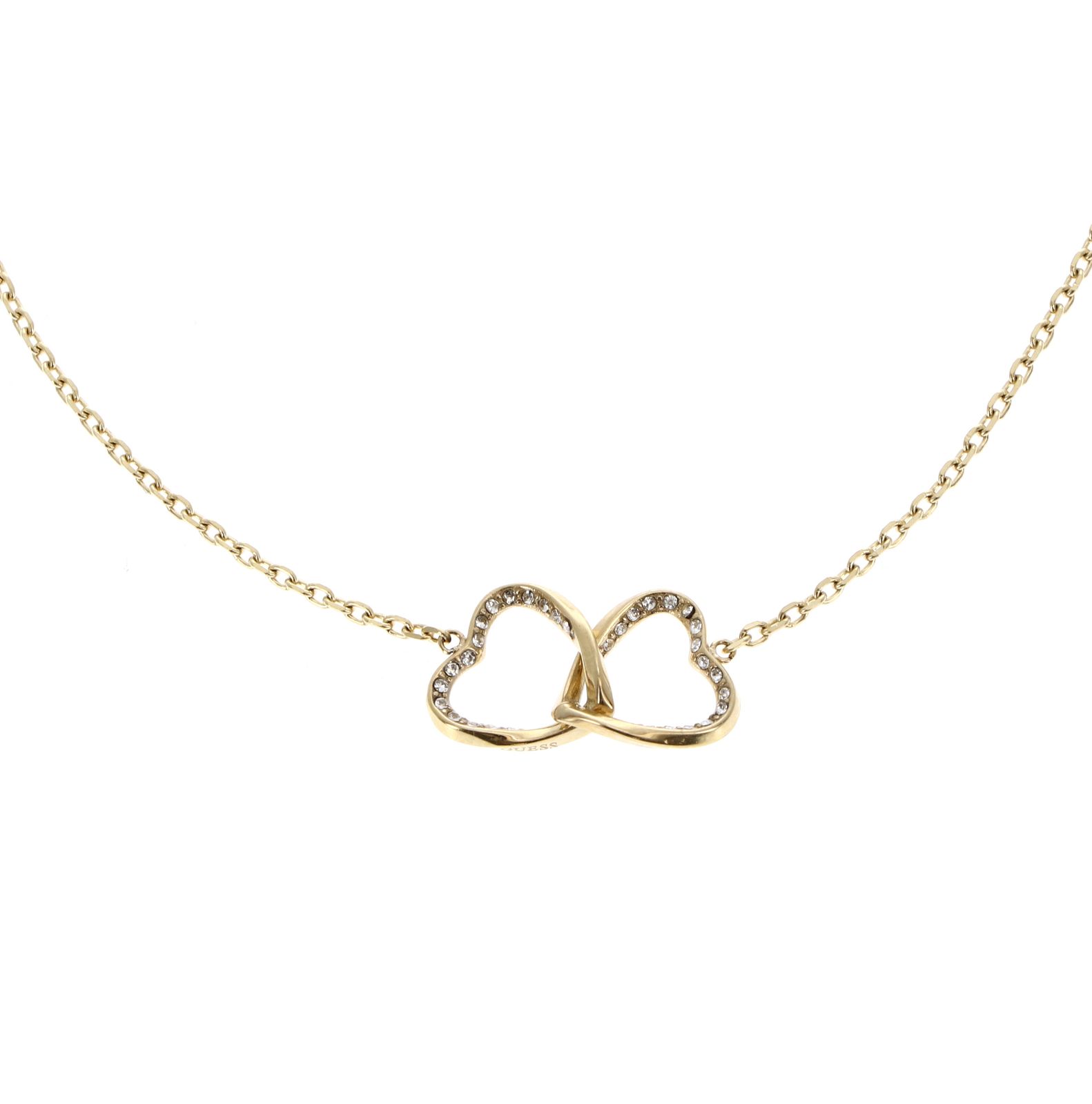 GUESS Mon Amour Two Hearts Necklace Yellow Gold GUESS Mon Amour Two Hearts Necklace Yellow Gold