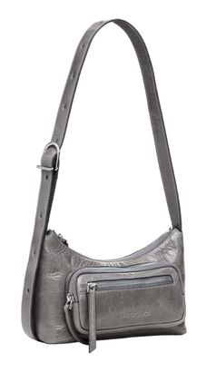 Desigual Leather Multipockets Medellin Shoulderbag Middle Gray