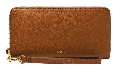 FOSSIL Logan RFID Zip Around Clutch Saddle