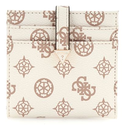 GUESS Laurel SLG Tab Card Case Cream Logo