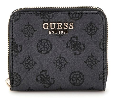 GUESS Laurel SLG Small Zip Around Wallet Charcoal Logo