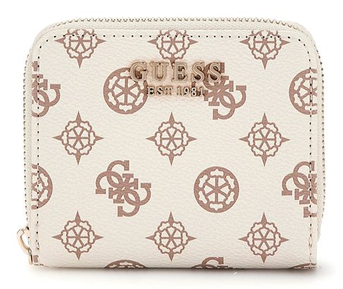 GUESS Laurel SLG Small Zip Around Wallet Cream Logo