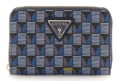 GUESS G Wave SLG Medium Zip Around Wallet Blue Logo