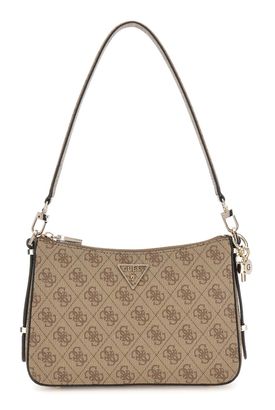 GUESS Eco Erica Top Zip Shoulder Bag Latte Logo