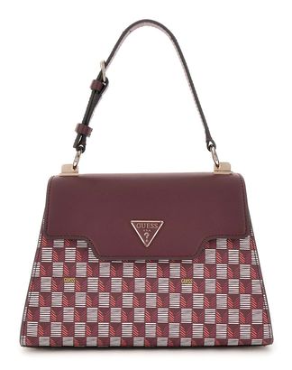 GUESS G Wave Top Handle Flap Claret Logo