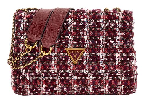 GUESS Giully 2 Compartment Convertible Flap Burgundy Multi