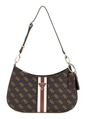 GUESS Noelle Top Zip Shoulder Bag Brown Logo