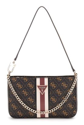 GUESS Noelle Mini Top Zip Shoulder Bag Brown Logo