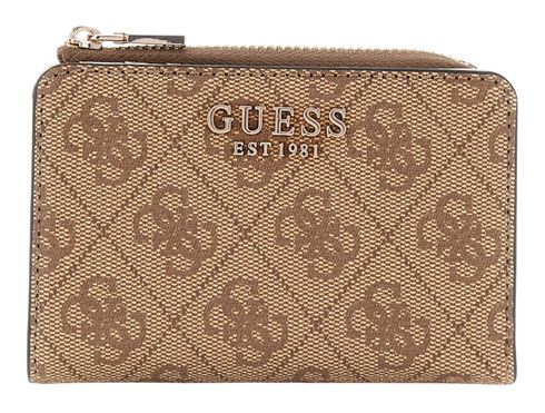 GUESS Laurel Zip Around Card Case Latte Logo