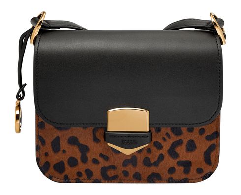 Fossil leather and leopard print bag sale