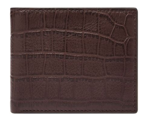 FOSSIL Derrick Bifold Large Coin Pocket Brown Croco