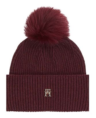 TOMMY HILFIGER Essential Chic Pom Pom Beanie Raspberry Truffle