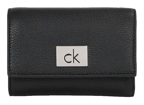 Calvin Klein CK Plaque Trifold Wallet PVH Black