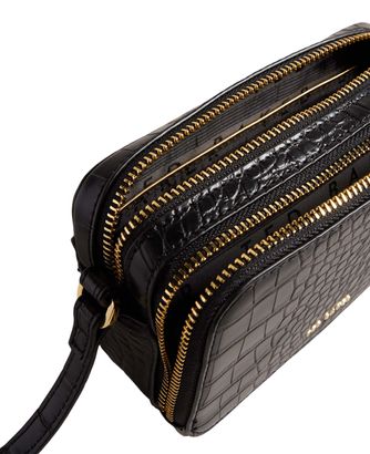 Ted Baker Stina Double Zip Croc Effect Mini Camera Bag Black | Buy