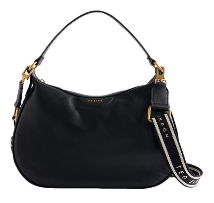 Ted Baker Esiah Webbing Slouchy Leather Hobo Bag Black