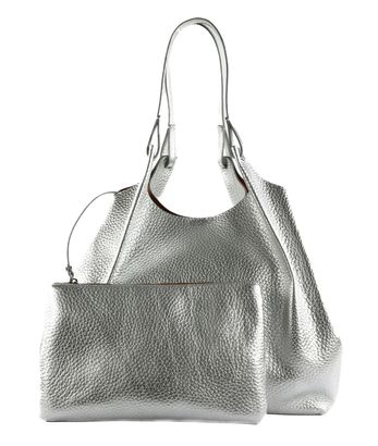 GIANNI CHIARINI Dua Shopping Bag Silver - Caramello