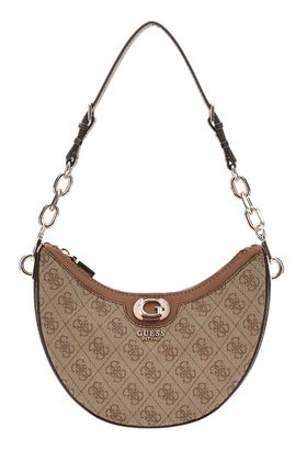 GUESS Orlina Logo Top Zip Shoulder Bag Latte Logo / Brown