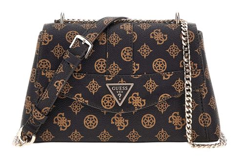 GUESS Dorys Convertible Xbody Flap Bag Mocha Logo
