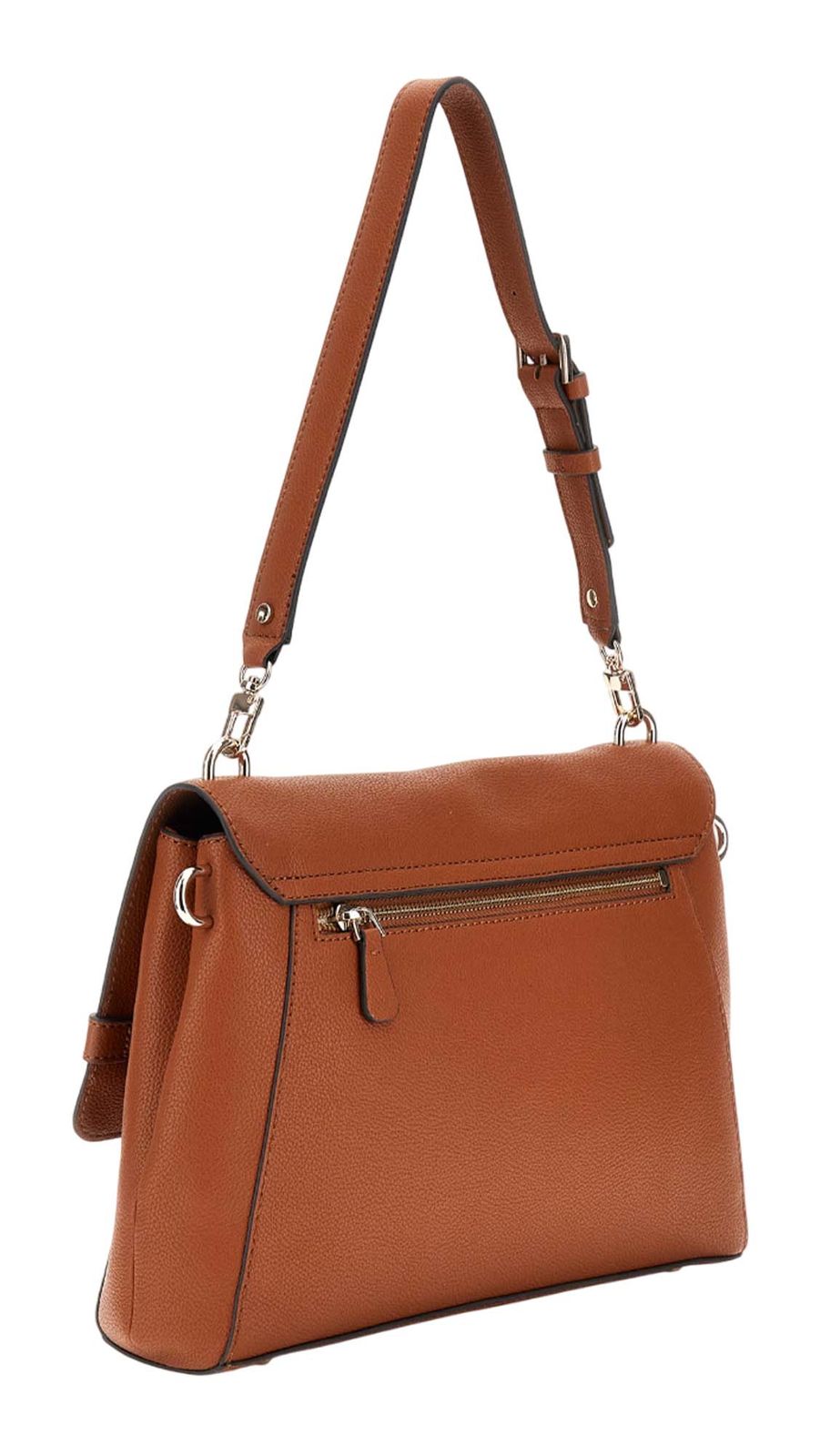 GUESS Silvye Flap Shoulder Bag Cognac GUESS Silvye Flap Shoulder Bag Cognac