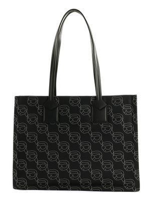 KARL LAGERFELD Ikon Nylon Square Tote M Nft Aop Black