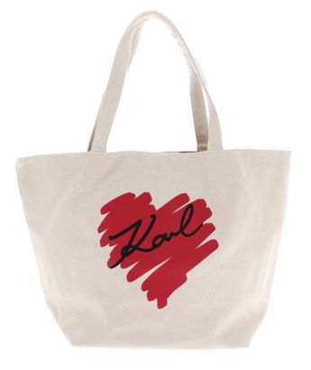 KARL LAGERFELD K / Hearts Reversible Canvas Tote Natural