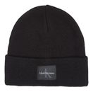 Calvin Klein CKJ Mono Logo Patch Woven Beanie Black