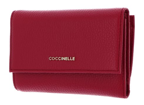 COCCINELLE Metallic Soft Wallet Grainy Leather Sangria
