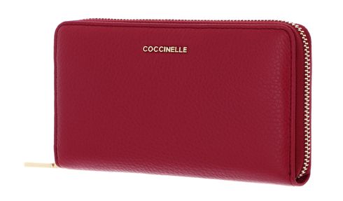 COCCINELLE Metallic Soft Wallet Grained Leather Sangria